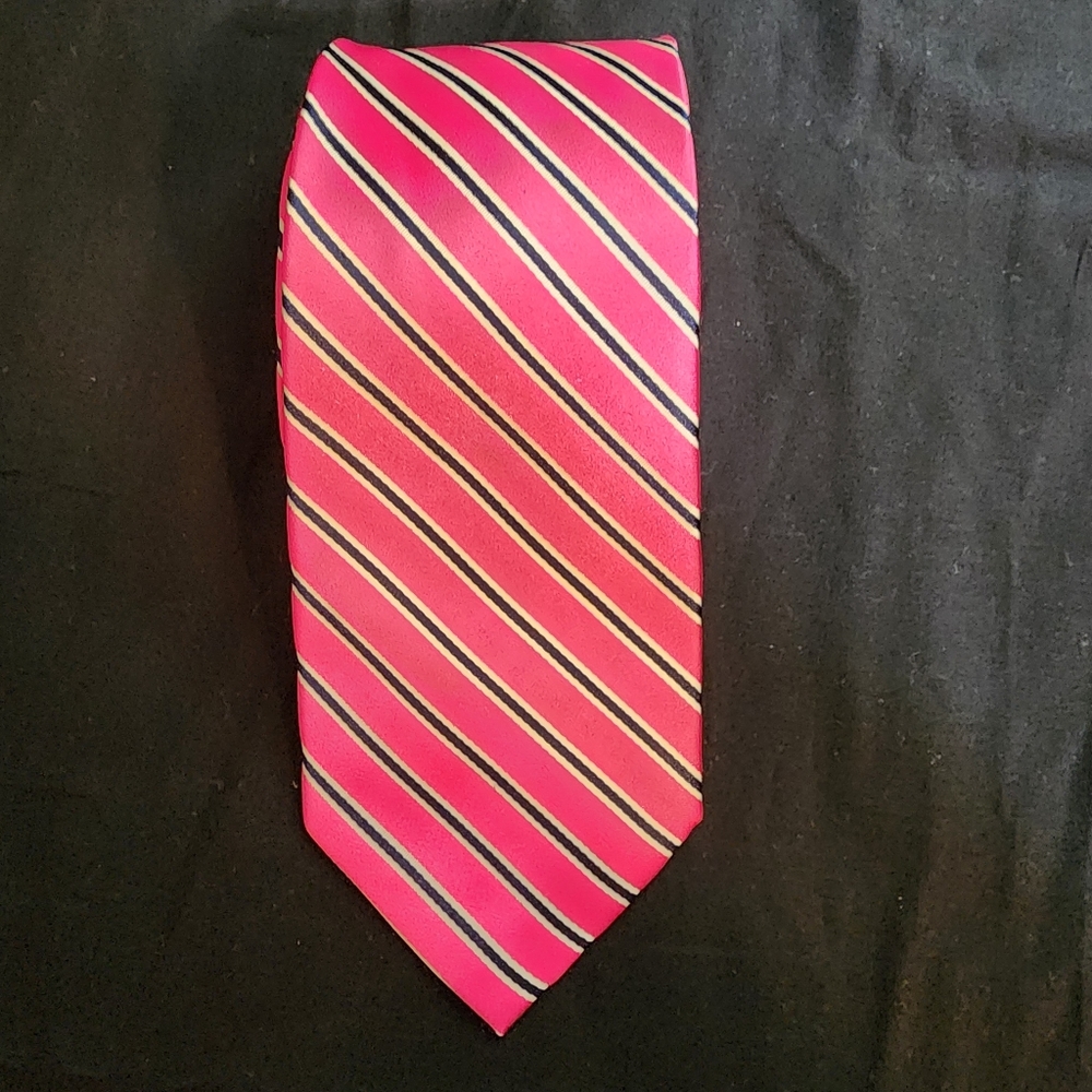 Vintage Tommy Hilfiger Tie, 100% silk. Pink & Black,  60x3.5 in